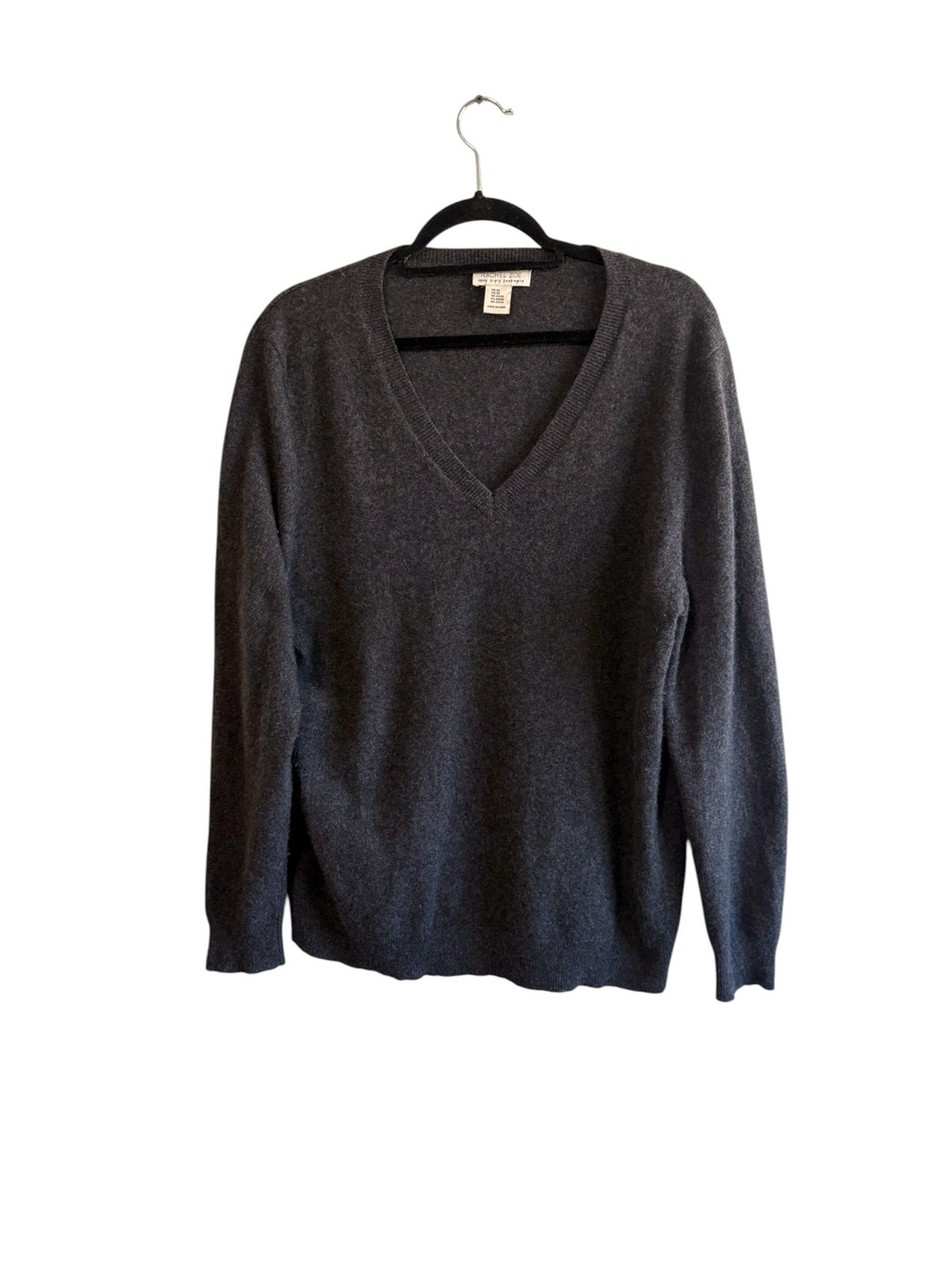 Rachel Zoe Size 2X Gray Cashmere V Neck Sweater Minimalist Cozy Comfort Neutral